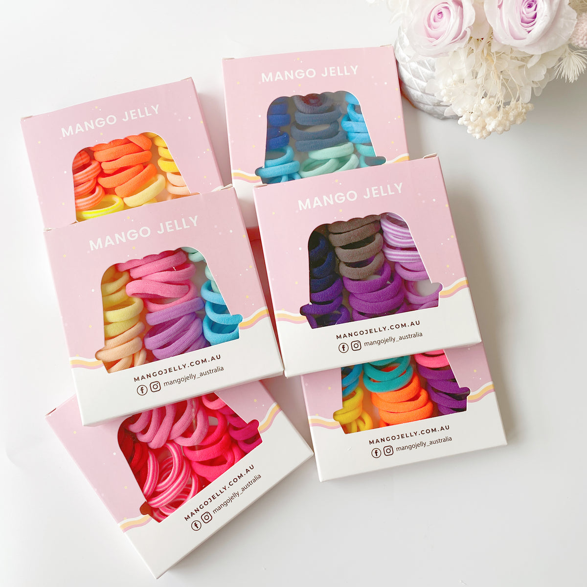 The Metal free soft hair ties MANGO JELLY