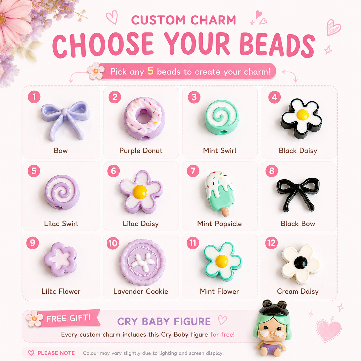 Build Your Own – Lilac minty Crybaby charm