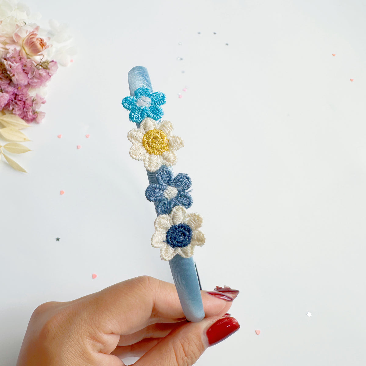 Bunny Bloom Handmade Collection - soft blue headband