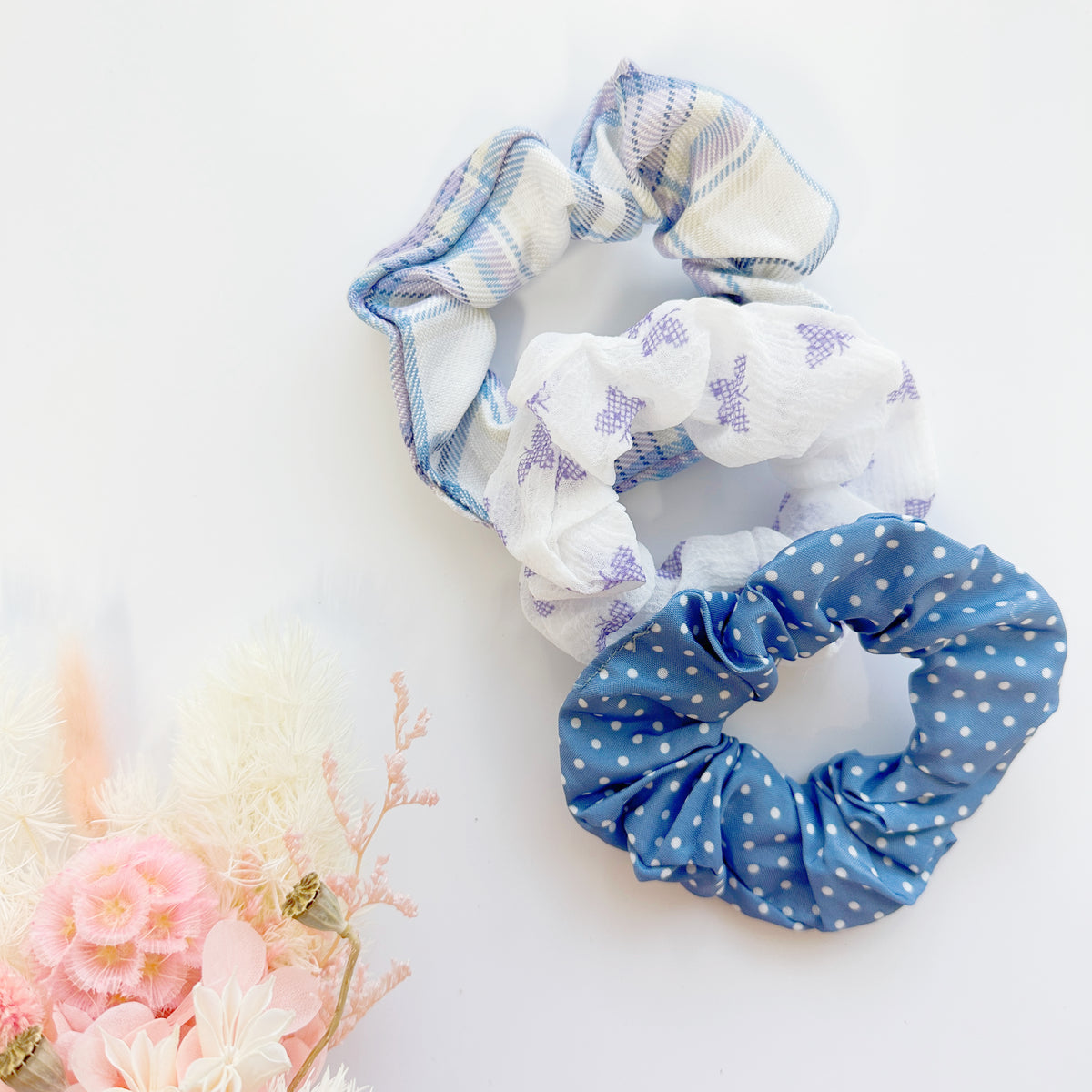 Scrunchies bundles - Blue polka dots