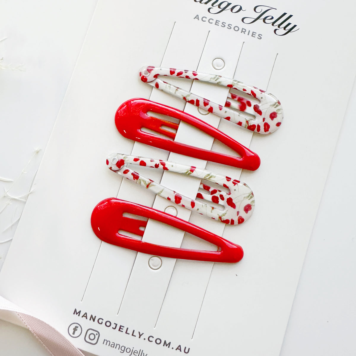 Gel Coated Printed Snap Hair Clips – 4pcs Set