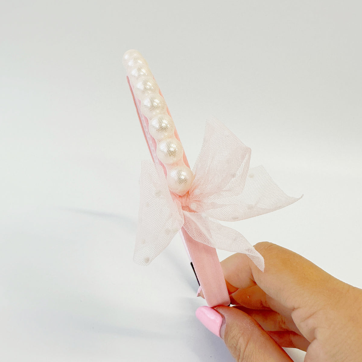 Kids Headband - lace wrapped pearl