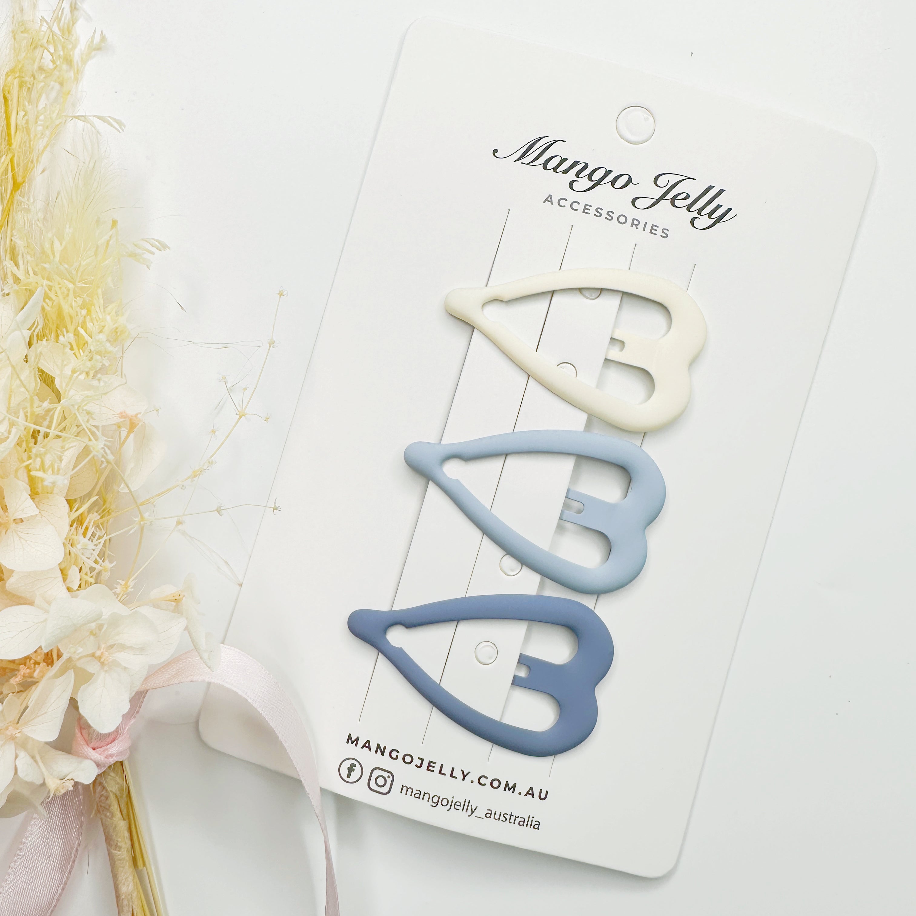 Blue tone Large pastel coated hair clips