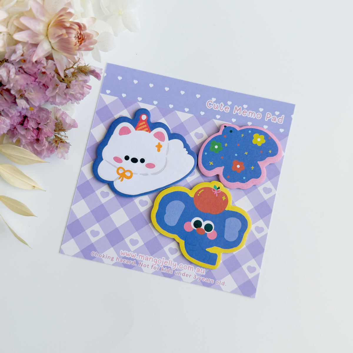 Cute Sticky memo pad - 3 mini stacks