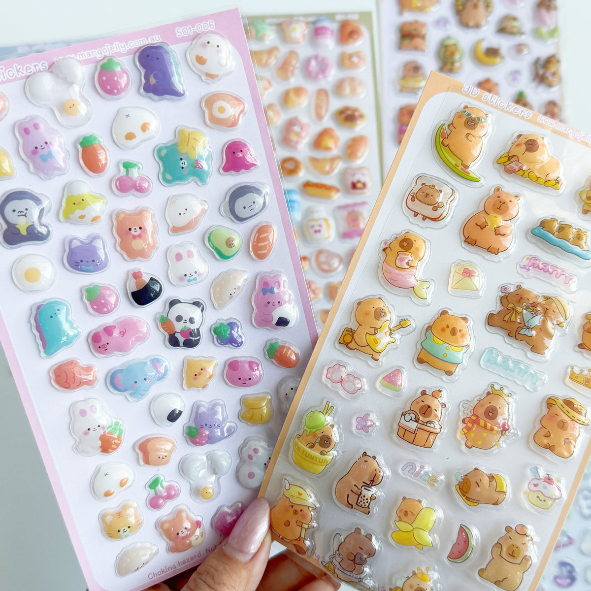 3D stickers sheet (Capybara, fluffy bunnies & cute mini)