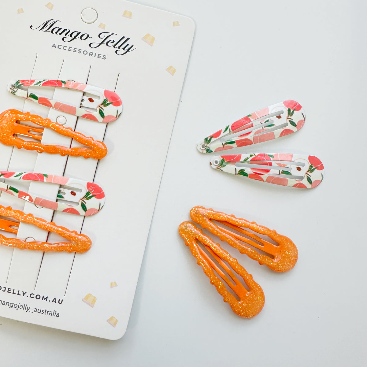 Mixed prints snap clips pack - Peach