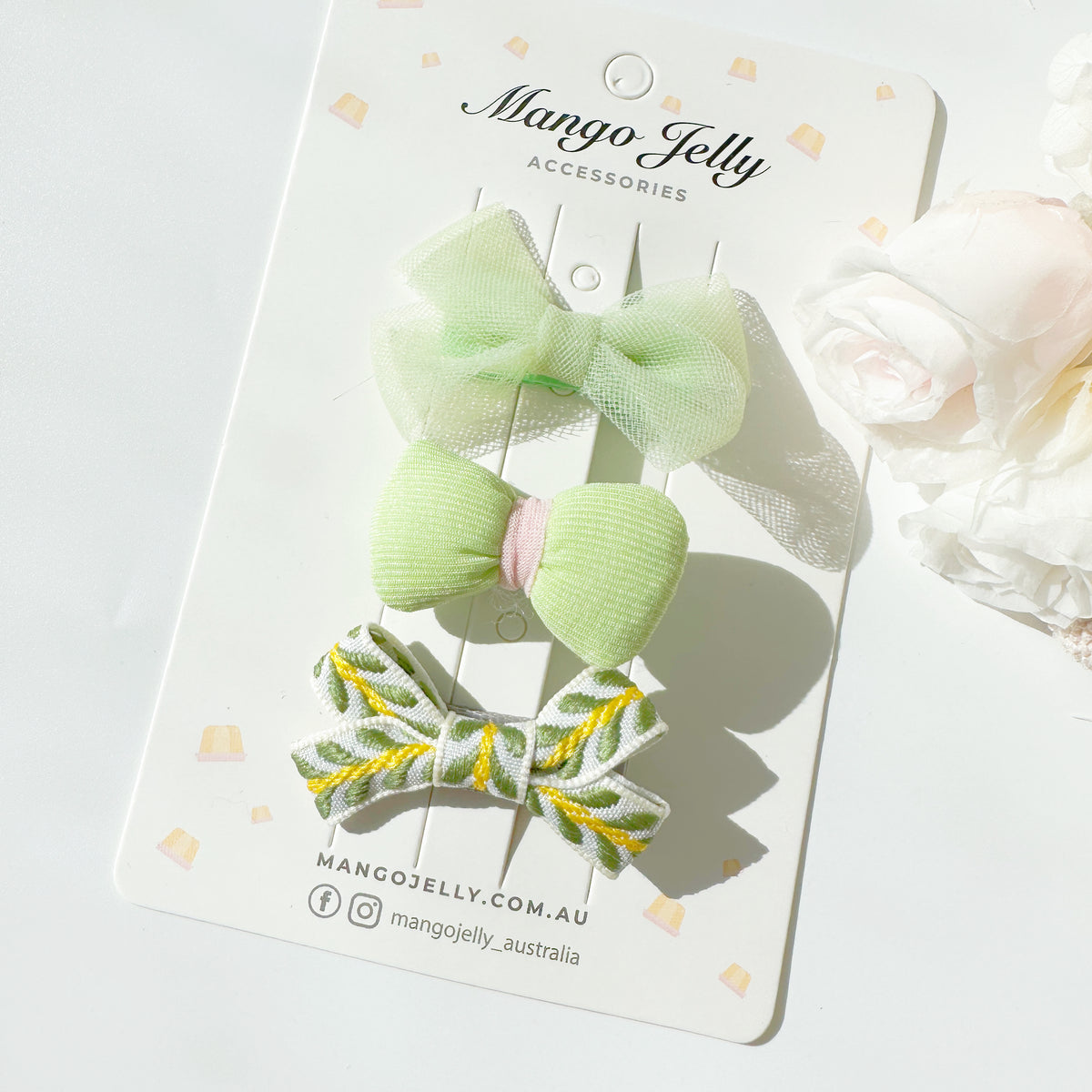 The Fluffy Collection - Light green bows