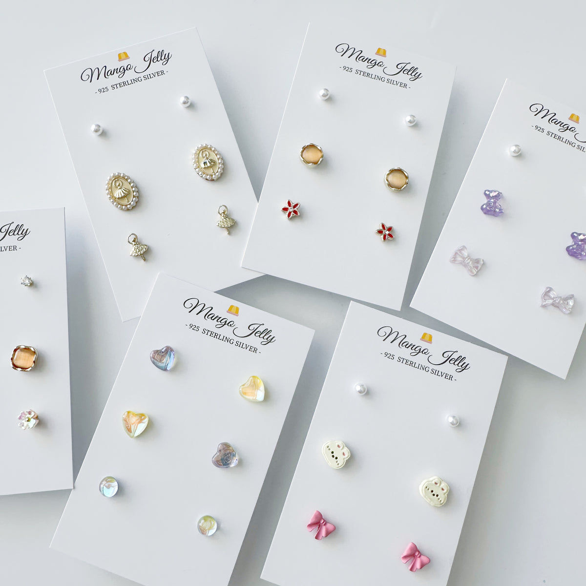 Sterling Silver Petite Studs 3 Pairs - iridescent purple bear