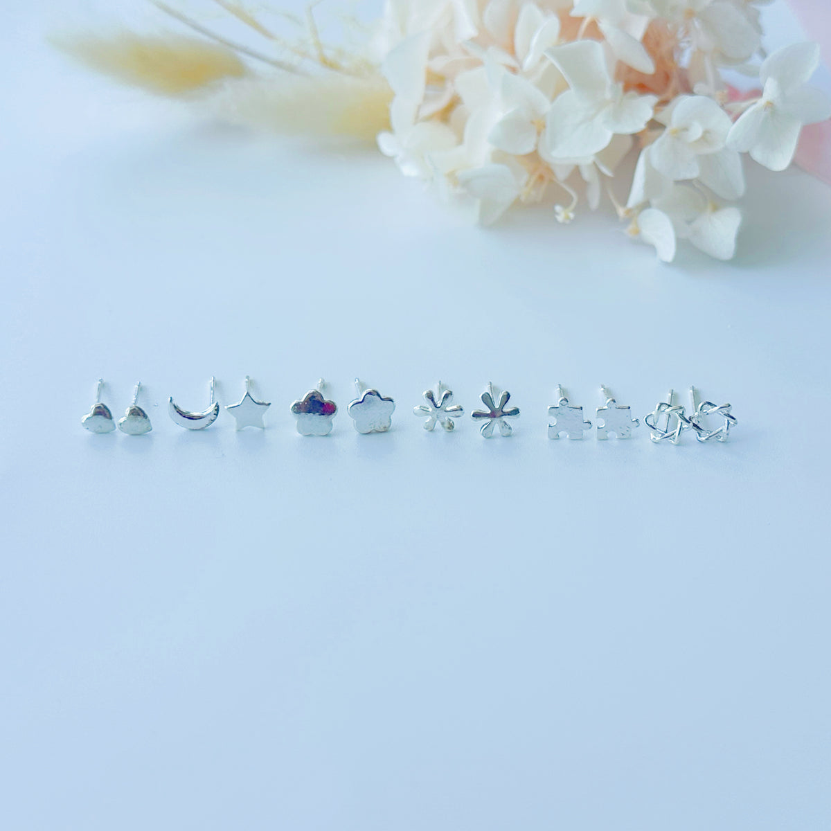 Sterling Silver Petite Studs 6 Pairs - Silver set