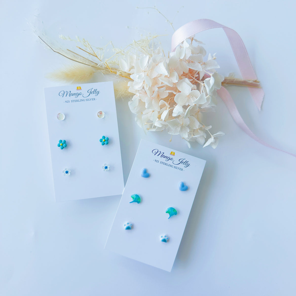 Sterling Silver Petite Studs 6 Pairs - lil Blue set