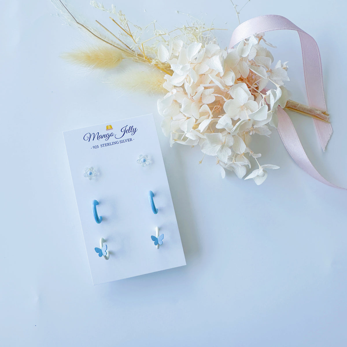 Sterling Silver Petite Studs 3 Pairs - butterfly mini hook