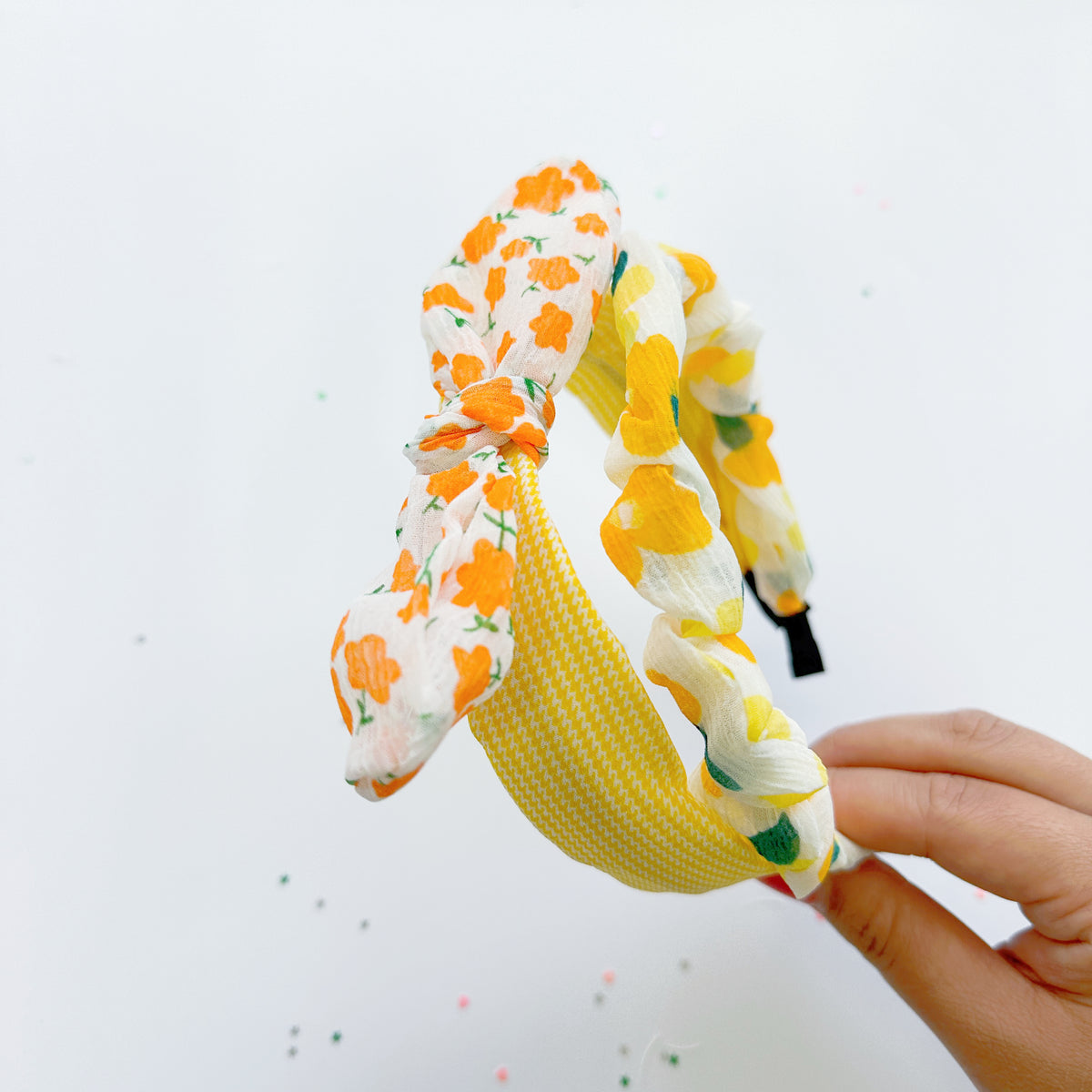 Kids Headband - bright yellow bows