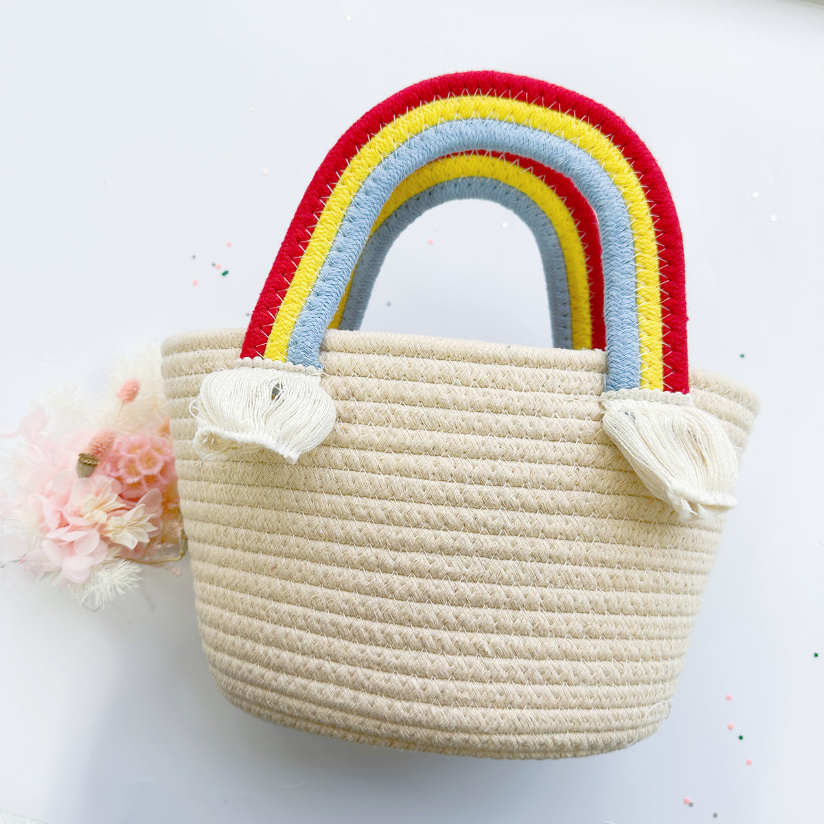 Cotton Rope basket tote bag - Rainbow (Clearance)