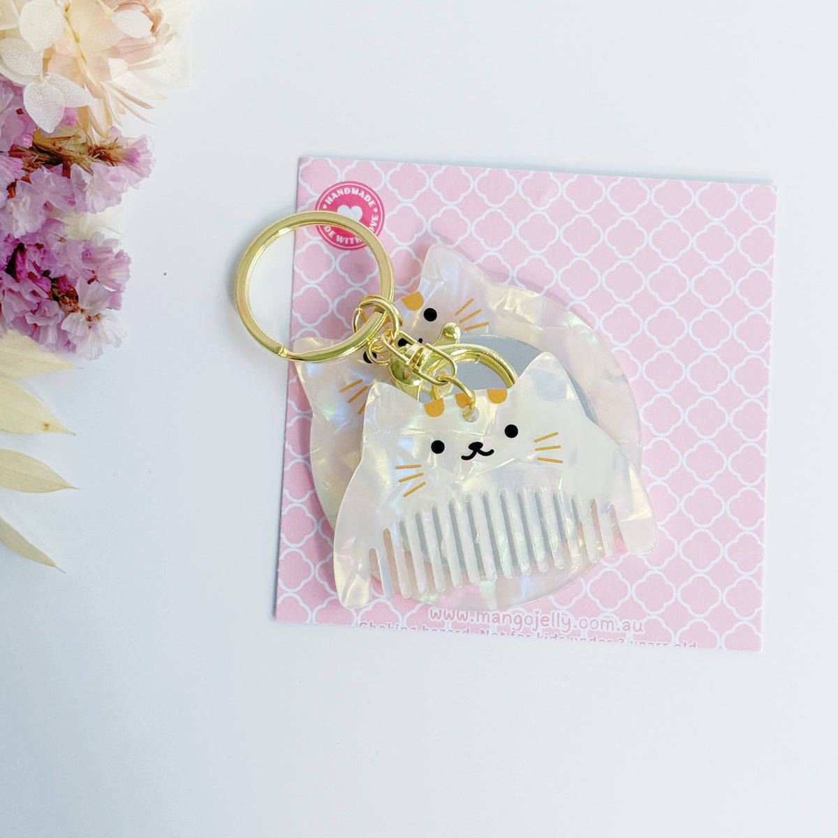 Kitty Comb & Mirror Keychain