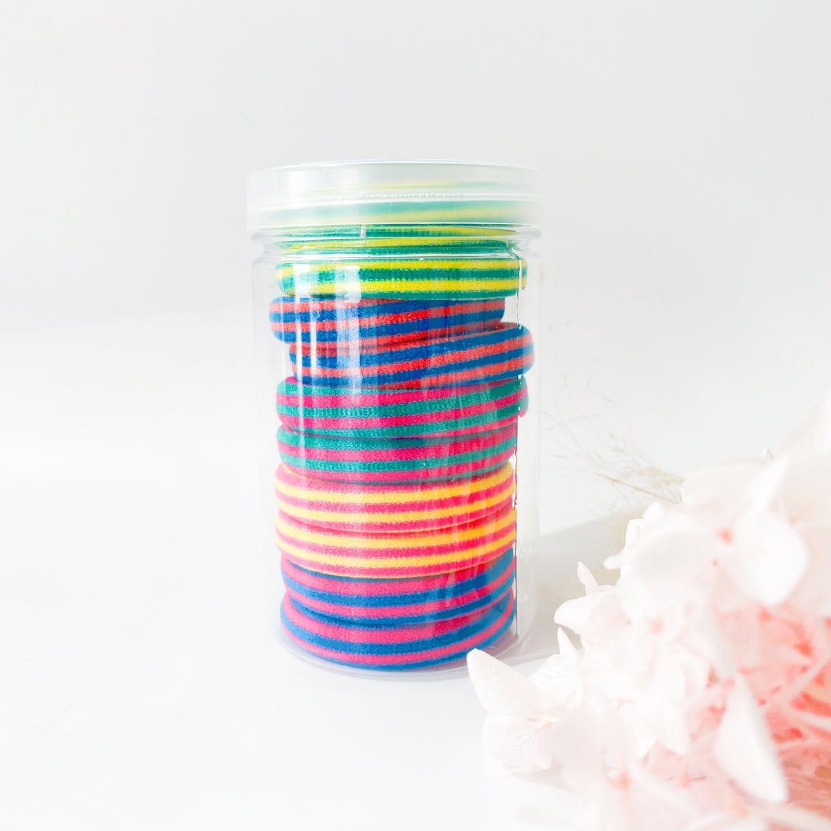 Regular metal free hair ties bottle 10 pieces - Retro Stripe