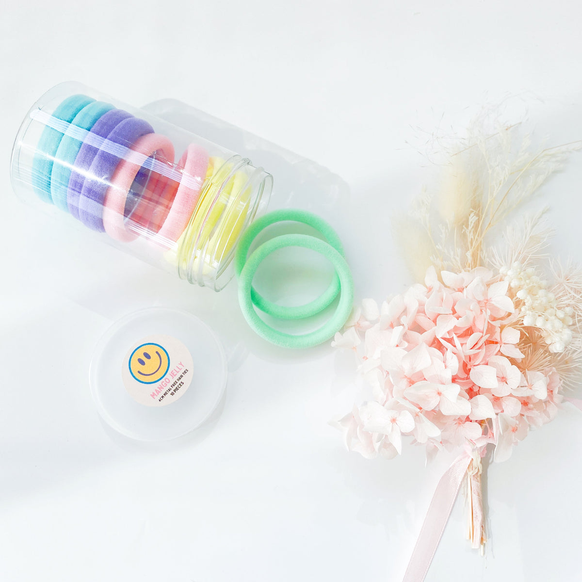 Regular metal free hair ties bottle 10 pieces - Pastel