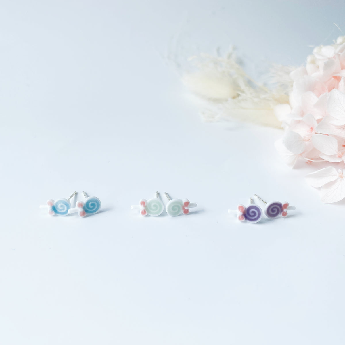Sterling Sliver Petite Studs 3 Pairs - tiny lollipop