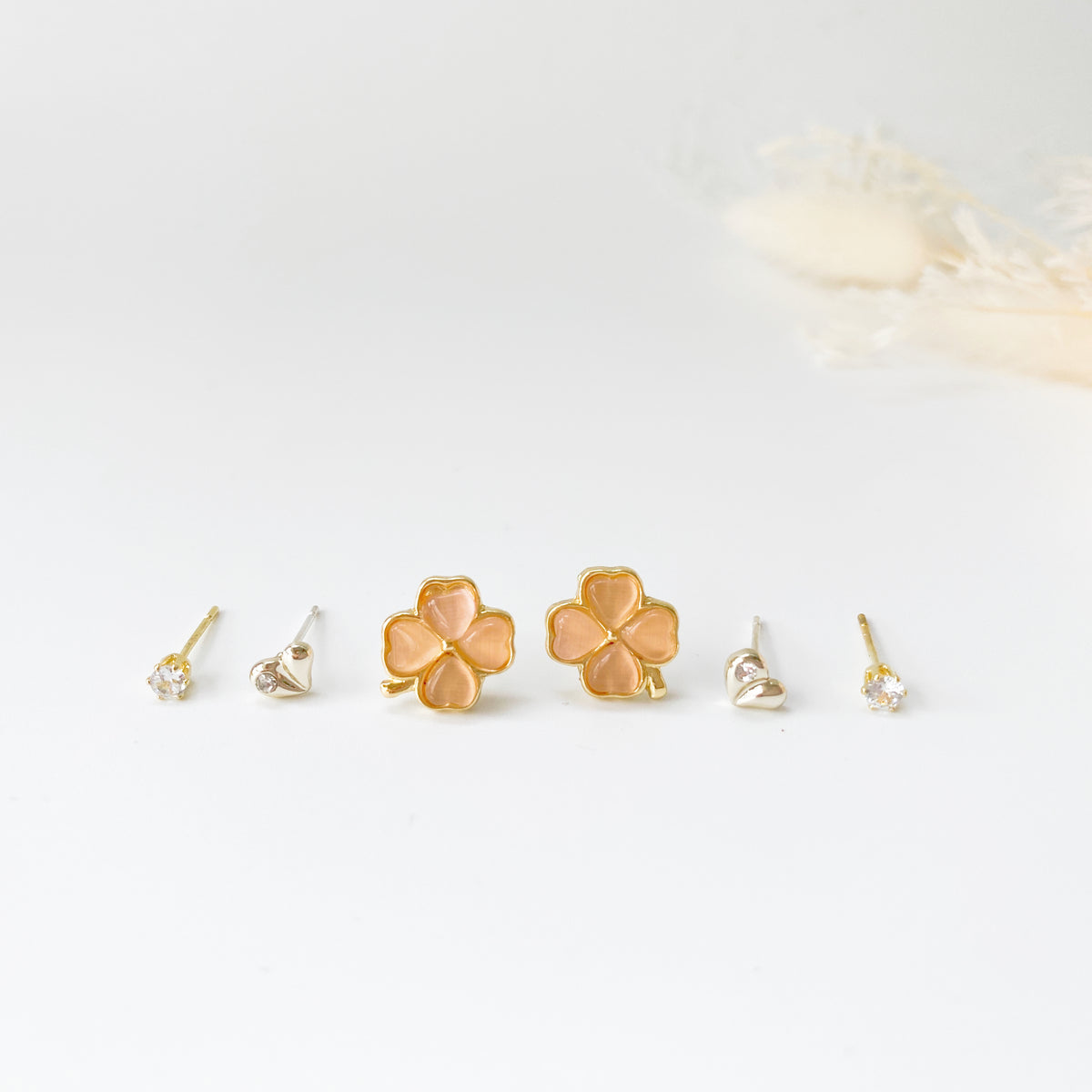Sterling Sliver Petite Studs 3 Pairs - 4 leaf clover