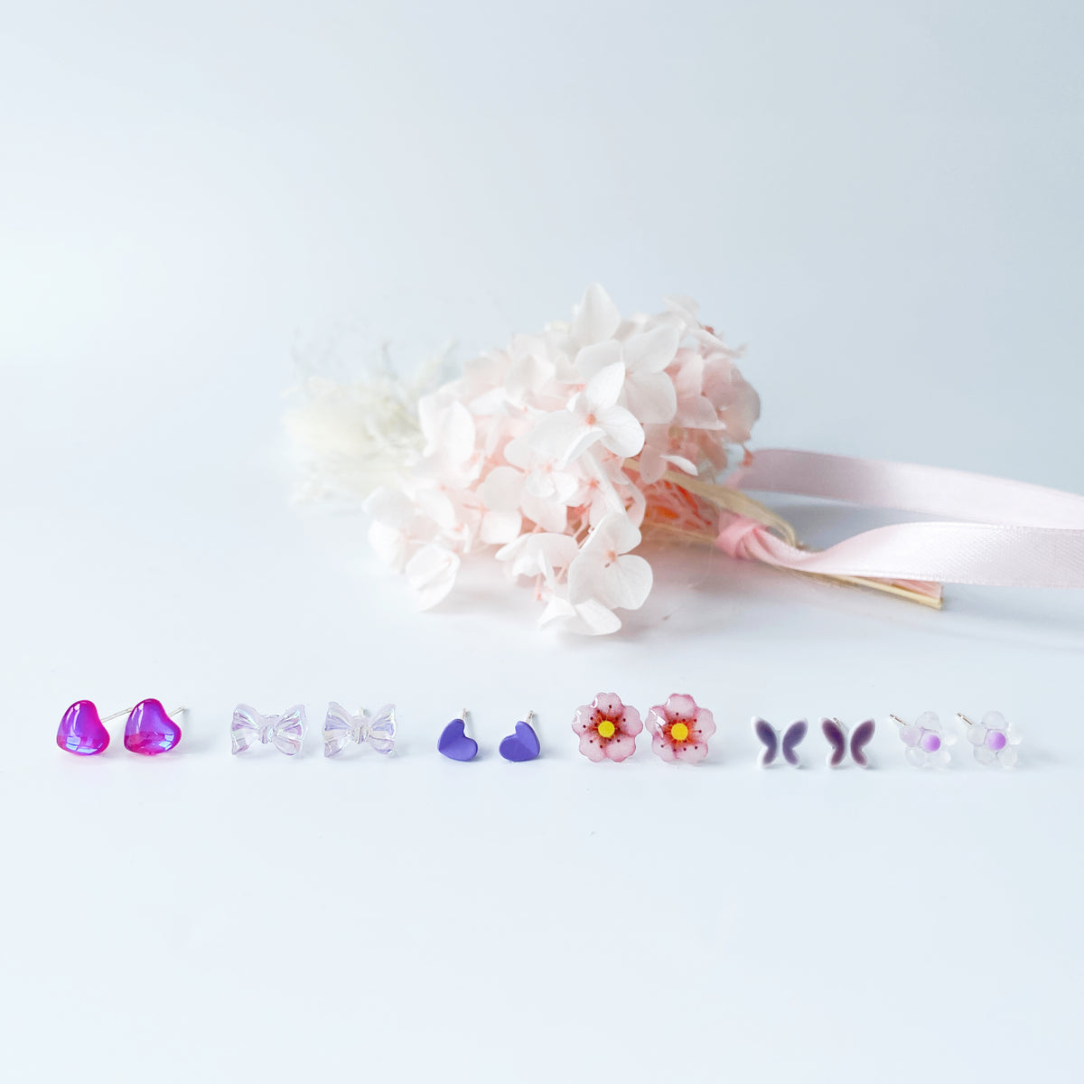 Sterling Sliver Petite Studs 6 Pairs - MEGA collection Purple