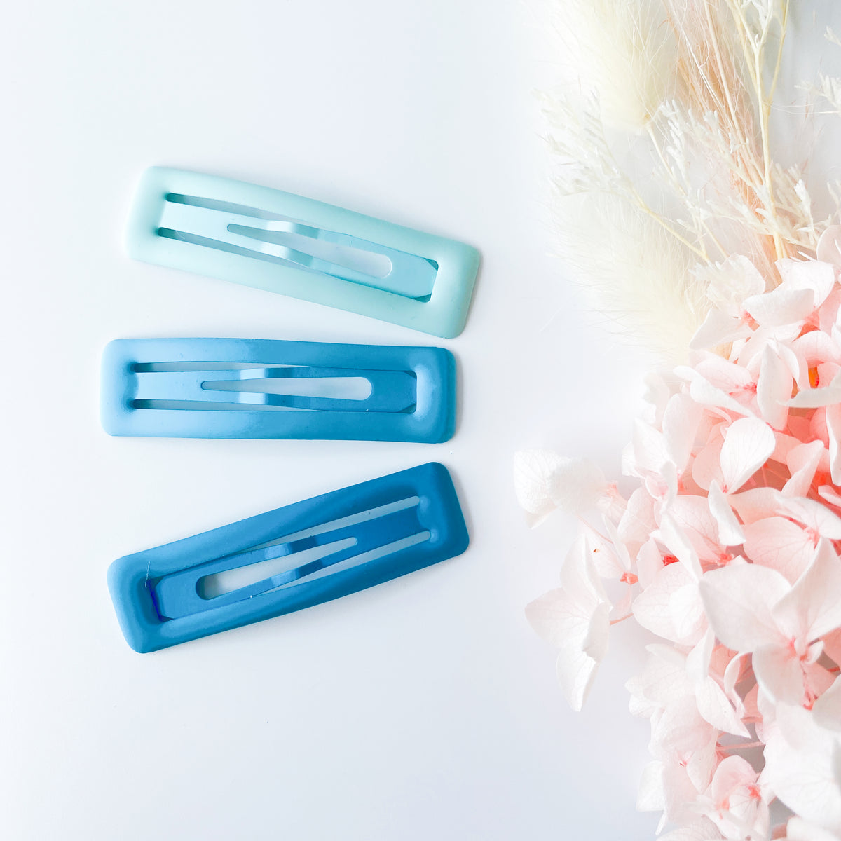 Large pastel coated Bar Clips - Sky Blue