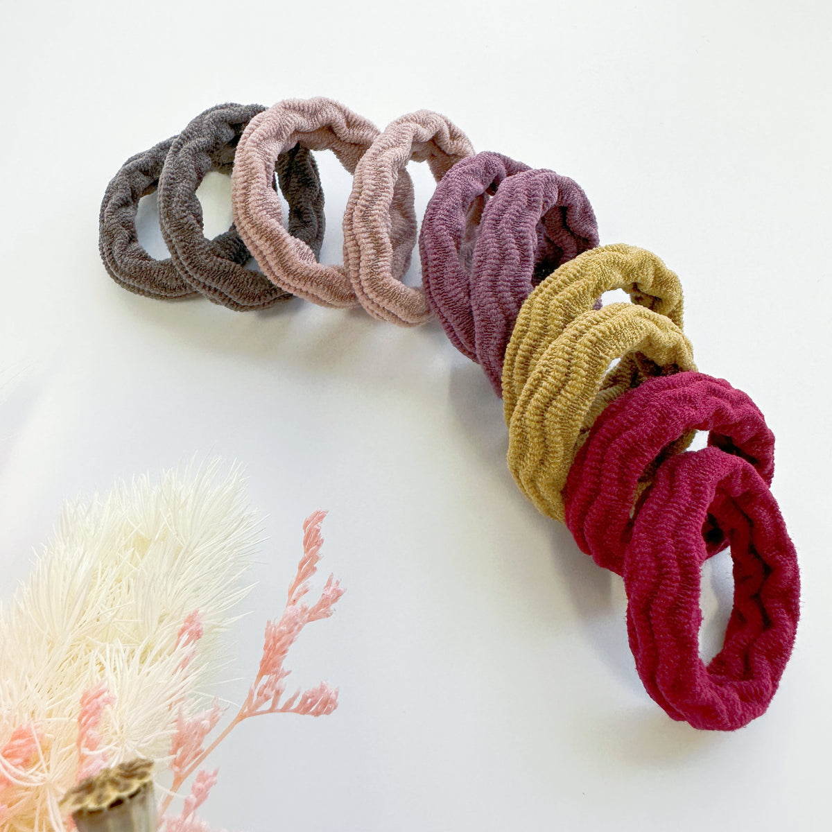 4cm Strong hold Ripped Metal free hair ties - Blush