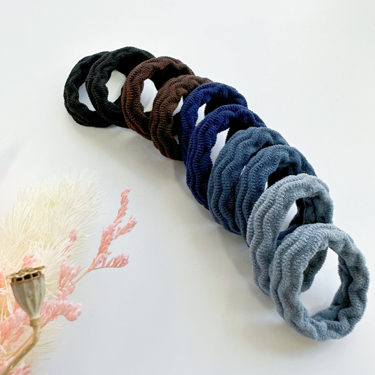 4cm Strong hold Ripped Metal free hair ties -Blue