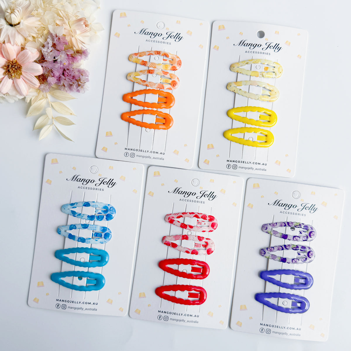 Fruity Scalloped Edge Snap Hair Clips