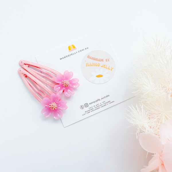 Glittery Cherry Blossom Handmade Collection - Snap Clip (Pink)
