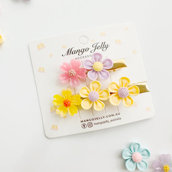 Flower Handmade collection -  Bar Clips (Baby yellow)