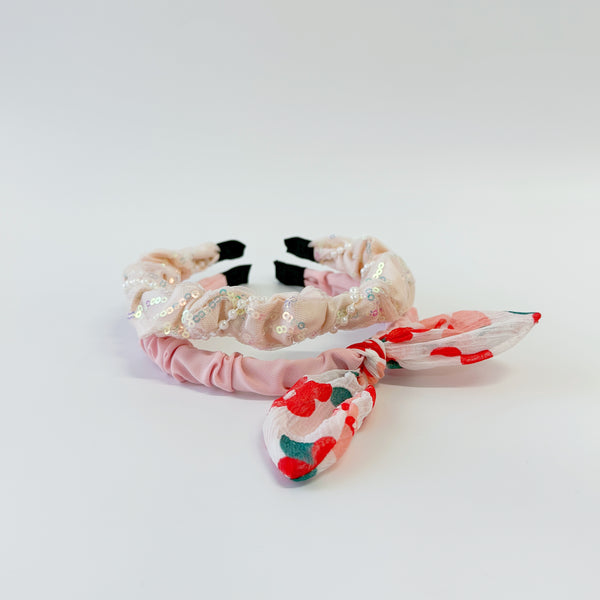 Kids Headband bundle - wired ribbon & pink sequin