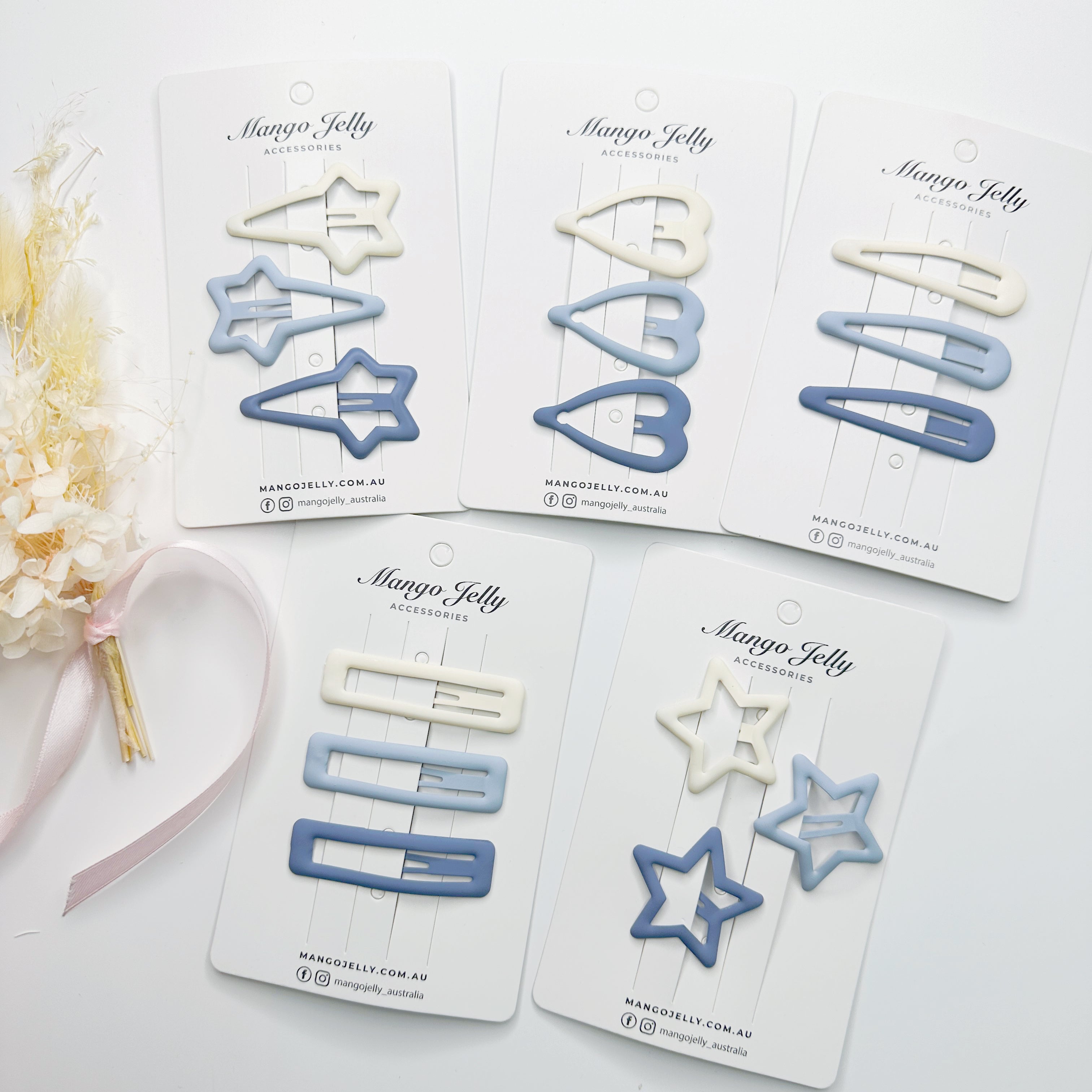 Blue tone Large pastel coated hair clips
