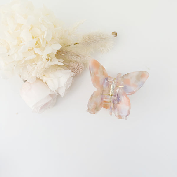 Small Butterfly Claw clips - pink marble
