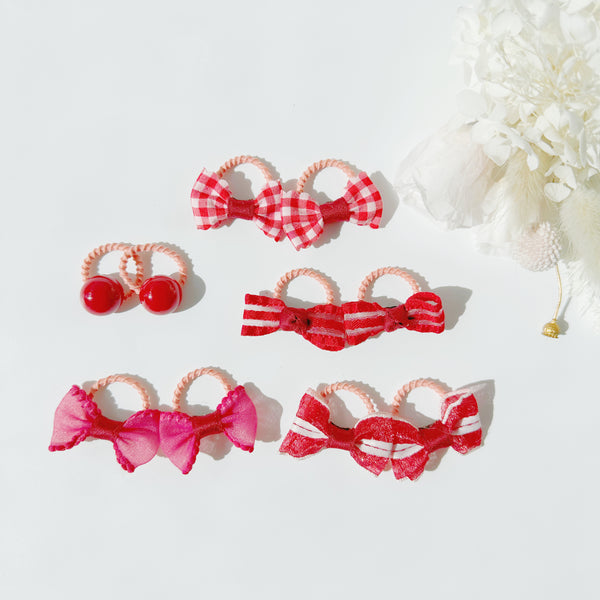 The Fluffy Collection -Red Petite Hair ties