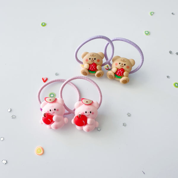 The Fruity tutti Bears Handmade Collection - Hair ties (apple & strawberry)