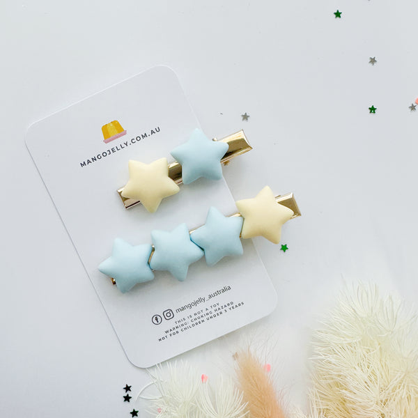 Candy Star Handmade Collection - bar clips (soft blue)