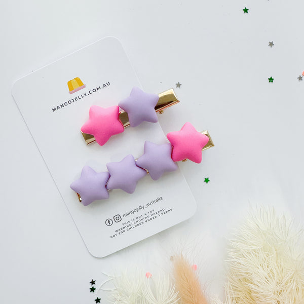 Candy Star Handmade Collection - bar clips (lilac)