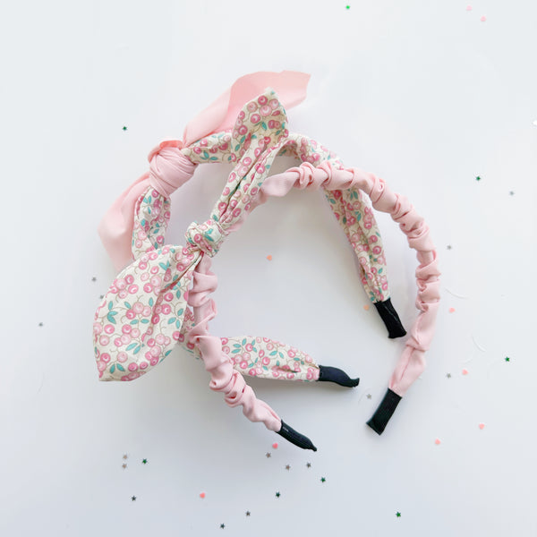 Kids Headband - Soft pink bows