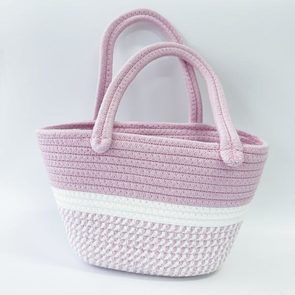 Cotton Rope basket tote bag - Pink marshmallow