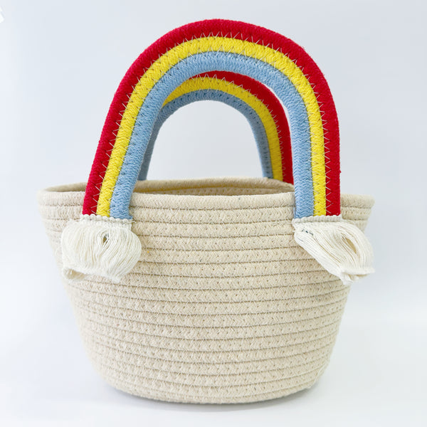 Cotton Rope basket tote bag - Rainbow