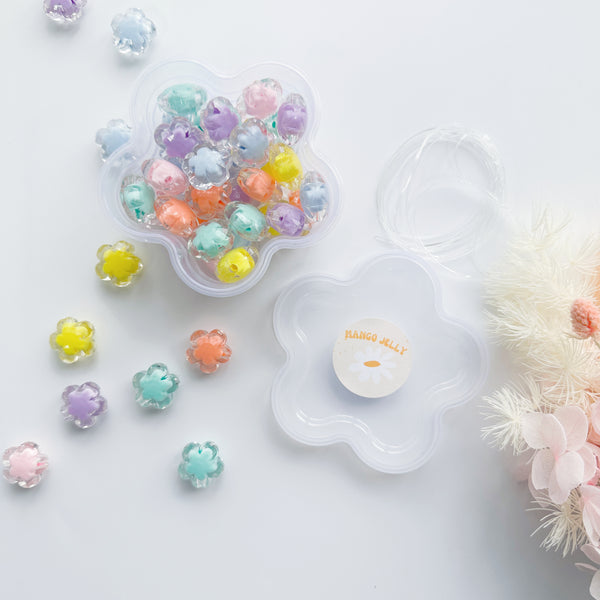 Daisy Tub assorted beads - Candy flowers (Clear acrylic)