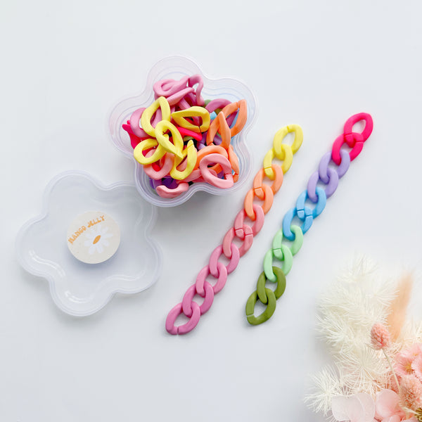 Daisy tub acrylic chainlink beads - Pastel (S)