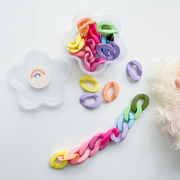 Daisy tub acrylic chainlink beads - Pastel (L)