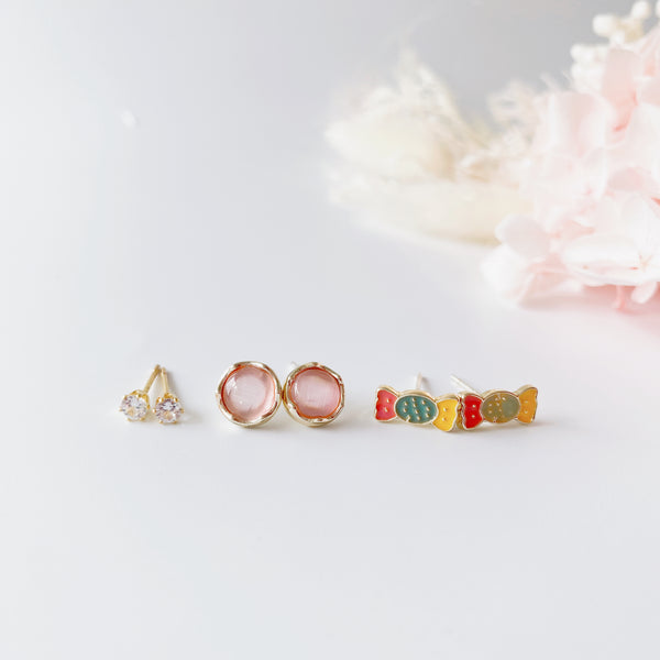 Sterling Silver Petite Studs 3 Pairs - Tiny Candies