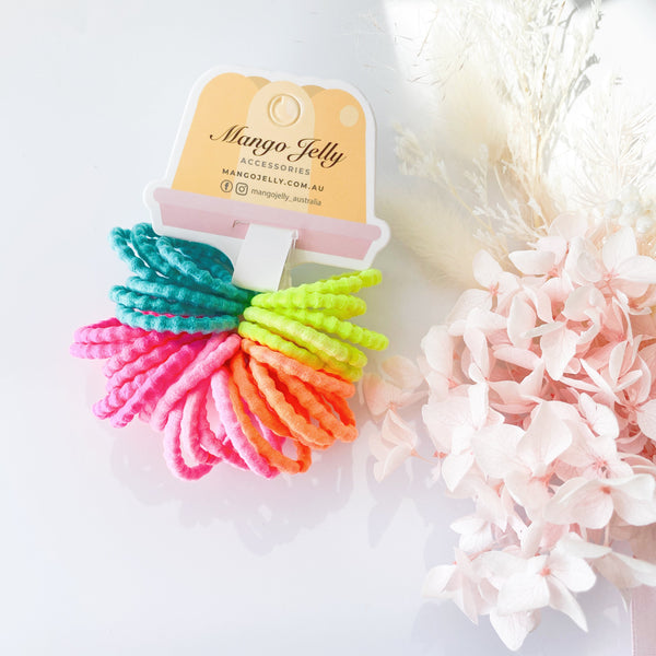 Kids Hair Ties - Bubbly Neon (Thicker Version)