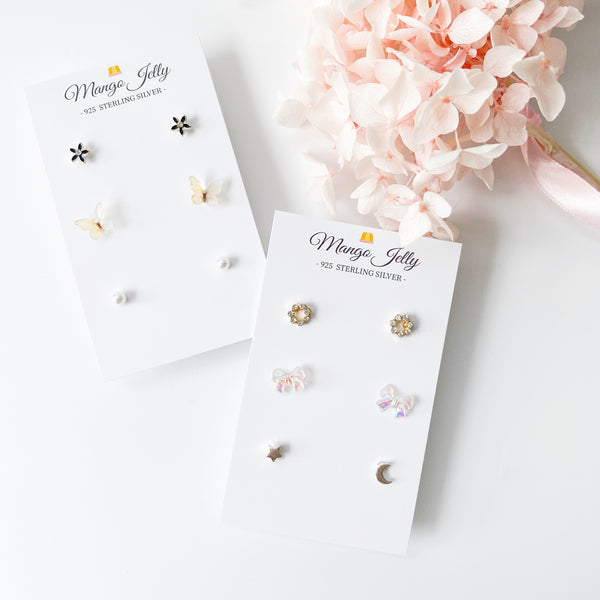 Sterling Sliver Petite Studs 6 Pairs - MEGA collection Mixed