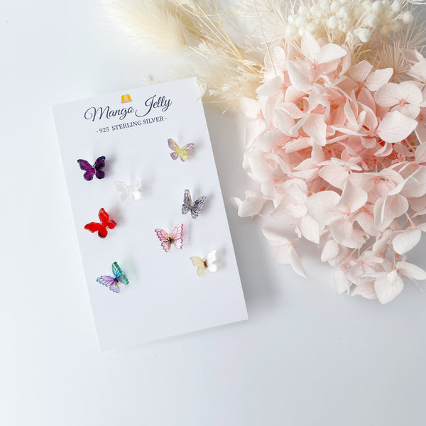 Sterling Sliver Petite Studs 4 Pairs - Butterflies
