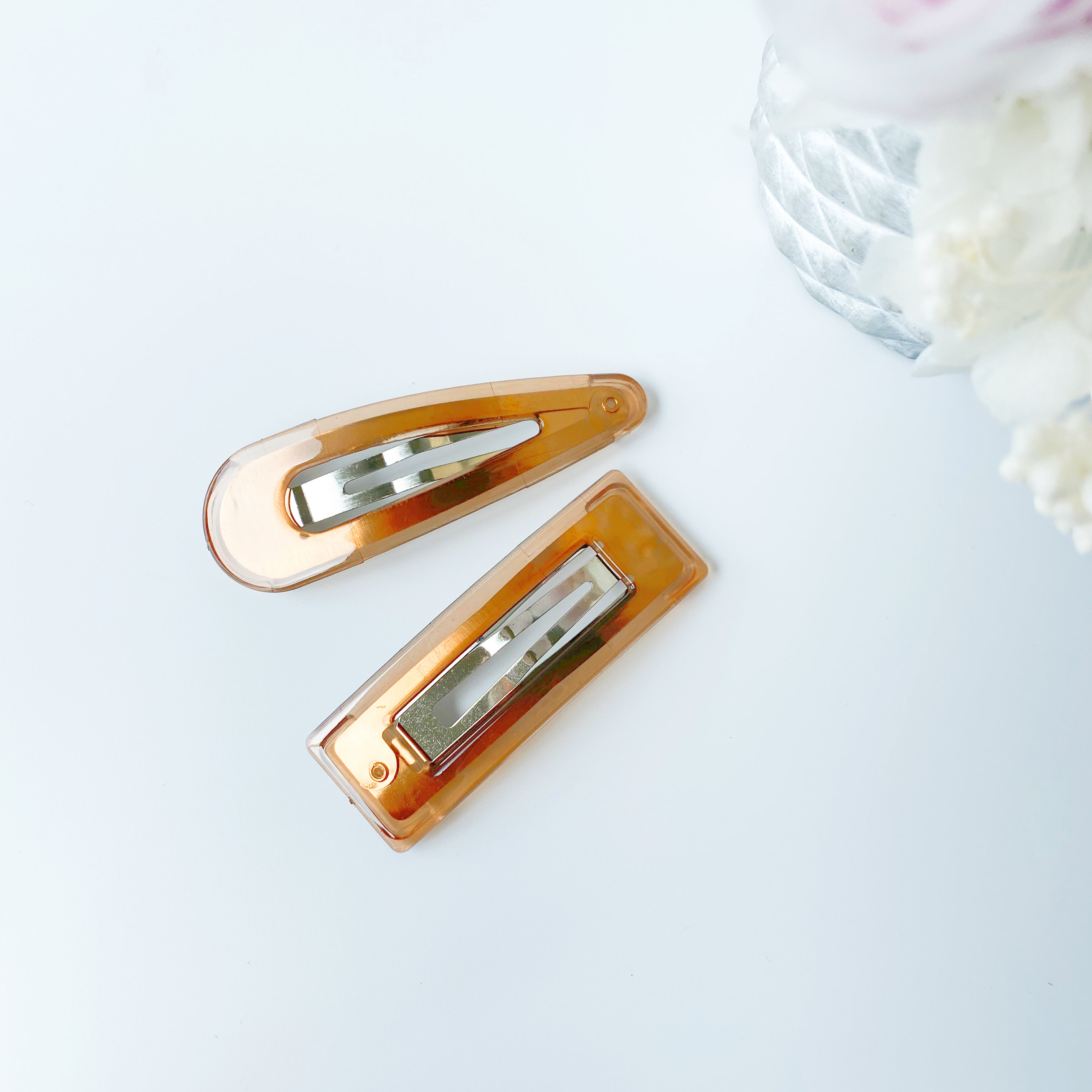6cm Semi Translucent Acrylic Snap Hair Clips – 2pcs Set (Clearance)