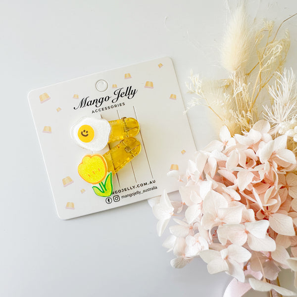 Petite novelty clear clips - Sunny side up