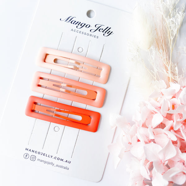 Large pastel coated Bar Clips - Peach