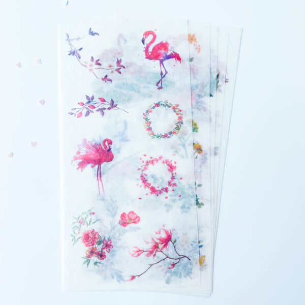 Washi Sticker Sheet set - Flamingo Collection